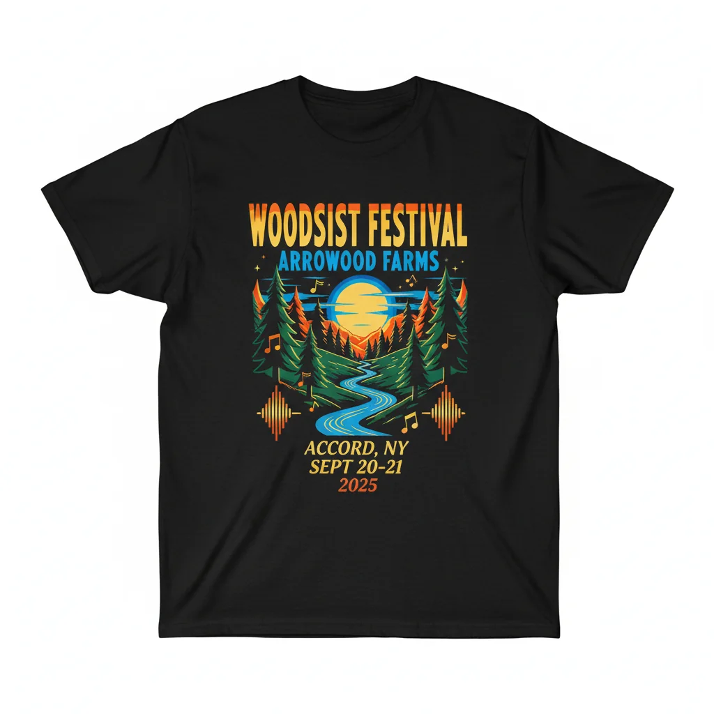 Woodsist Festival 2025 Concert Poster Tee - Arrowood Farms NY