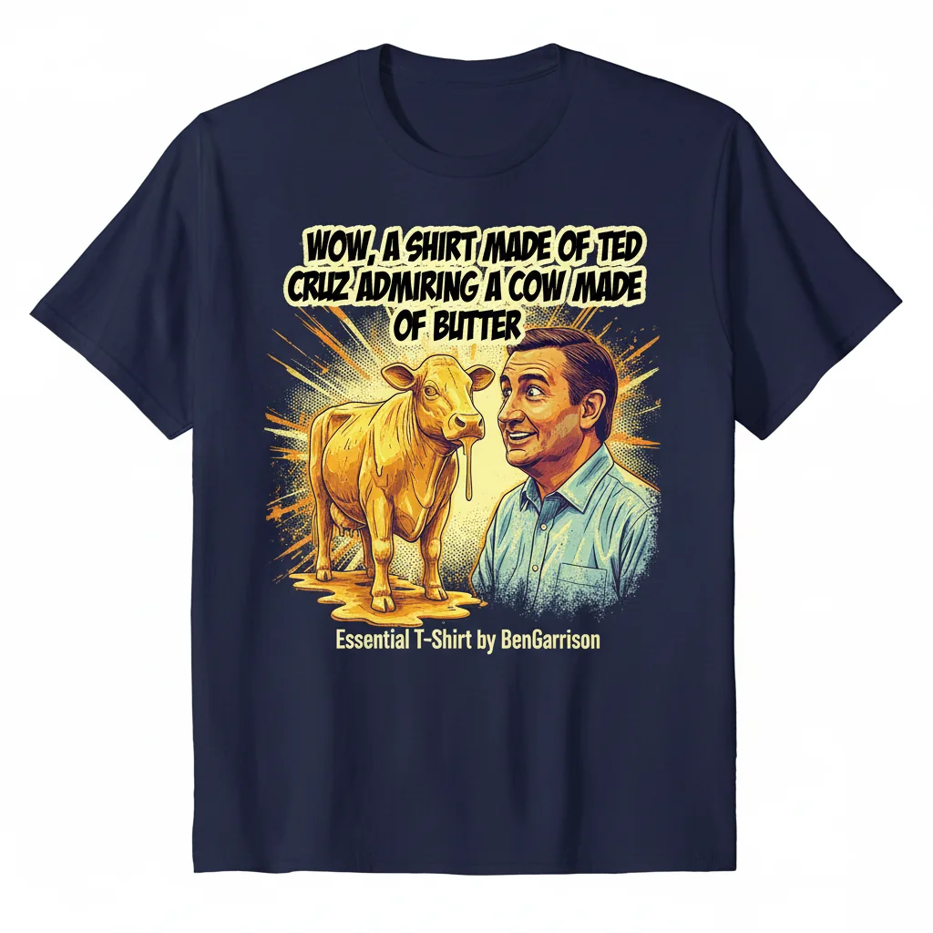 The 'Ted Cruz Butter Cow' Essential Tee: Bold Art, Lasting Comfort