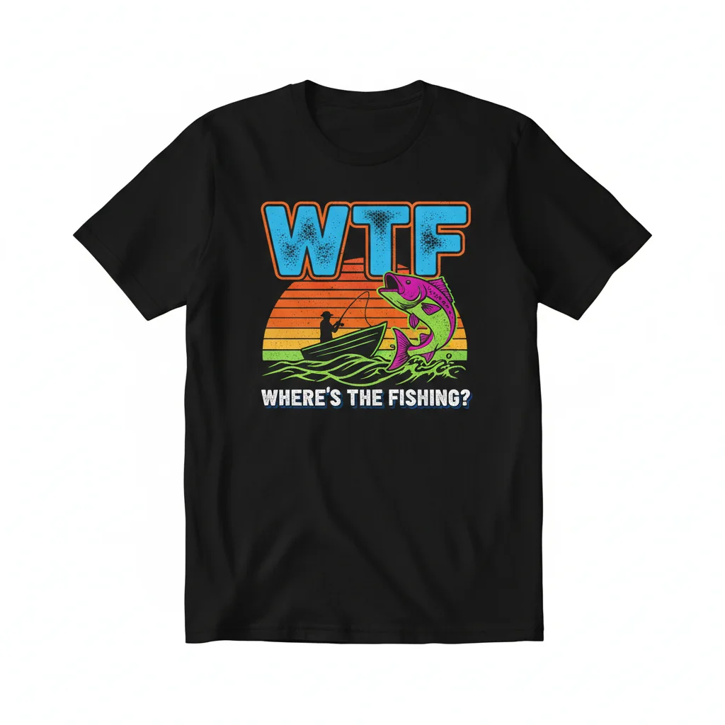 WTF | Where's the Fishing? Funny Angler Essential T-Shirt – Premium Ring-Spun Cotton