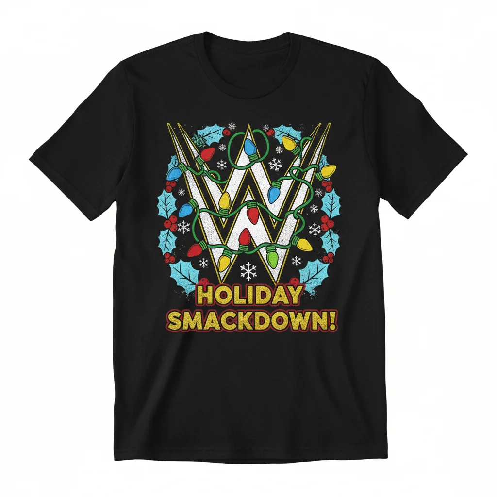 WWE Ripple Junction Christmas Lights Logo Shirt - Festive Fan Tee