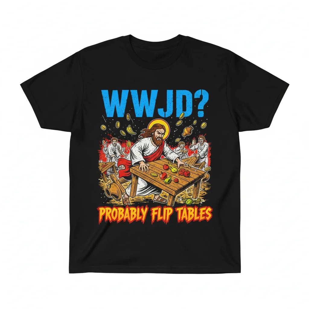 WWJD Probably Flip Tables Shirt – Premium Christian Humor Tee
