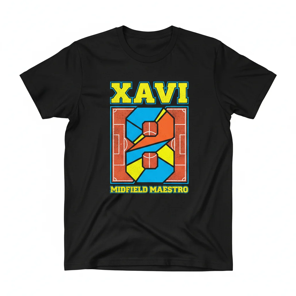 Xavi Number 8 Barcelona Soccer Legend Graphic T-Shirt – Premium Cotton Fan Apparel