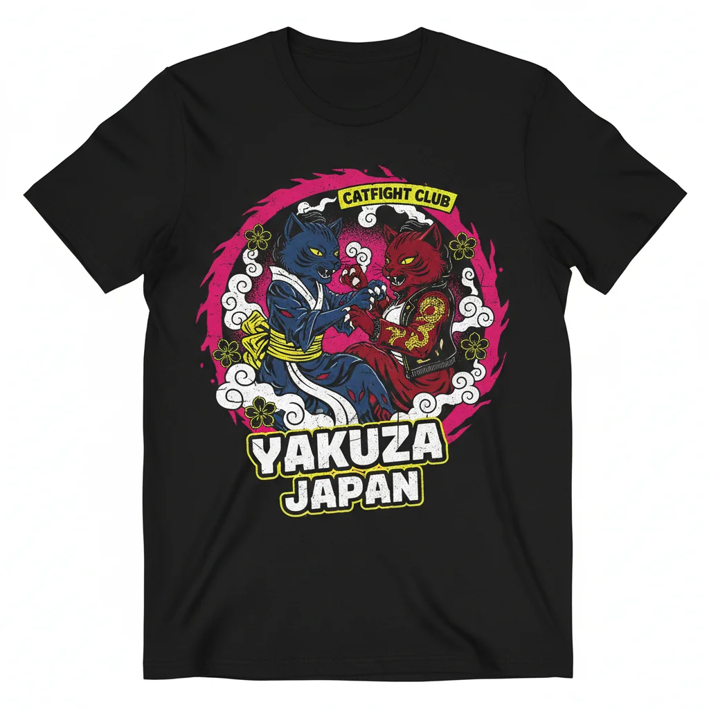 Yakuza Japan Catfight Club Graphic T-Shirt | Premium Cotton Essential Tee