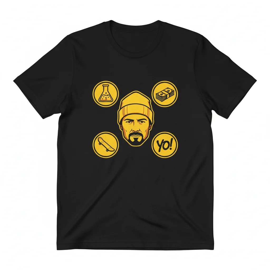 Breaking Bad Jesse Pinkman Yellow Icons Symbols T-Shirt – Premium Cotton Tee