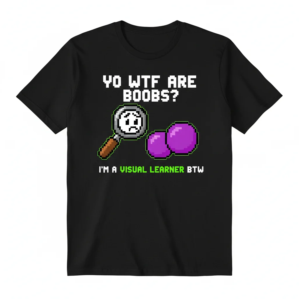 "Yo WTF Are Boobs I'm a Visual Learner" Funny Meme T-Shirt
