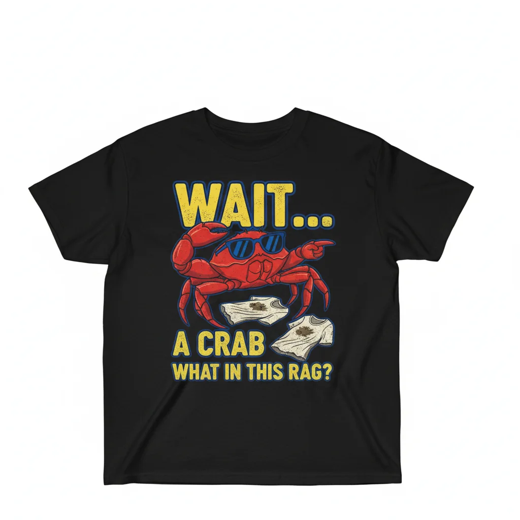 Coastal Crab Humor Graphic Tee - Premium Ring-Spun Cotton Shirt