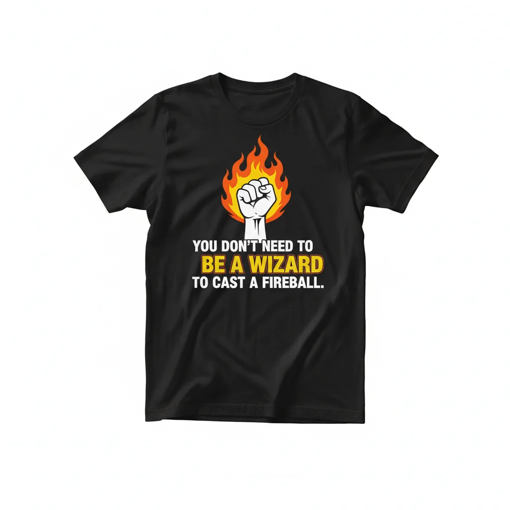 Ignite Your Spirit: 'You Don't Need To Be A Wizard To Cast A Fireball' Essential Tee 1 Ignite Your Spirit: 'You Don't Need To Be A Wizard To Cast A Fireball' Essential Tee