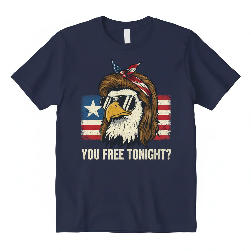 Durable & Vibrant "You Free Tonight" Mullet Bald Eagle T-Shirt - Perfect Fit, Fade-Resistant