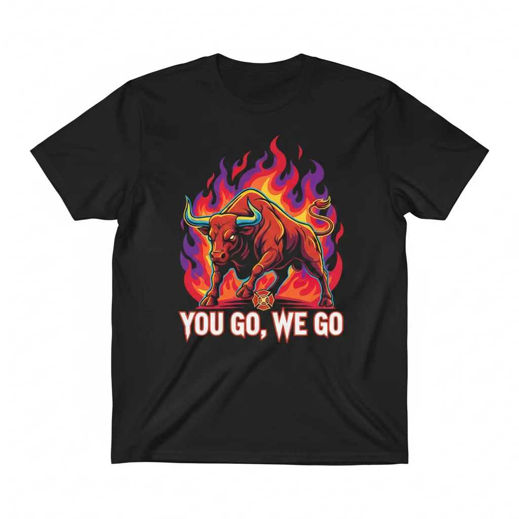 Backdraft Bull Firefighter Essential T-Shirt – You Go, We Go Graphic Tee