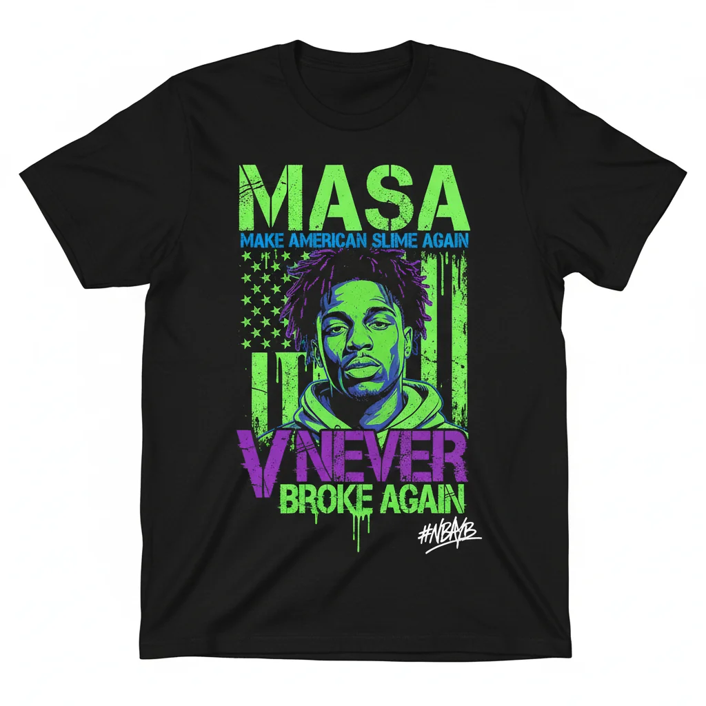 YoungBoy NBA MASA 'Make American Slime Again V Never Broke Again' Signature Graphic Tee – Ultra-Durable & Fade-Resistant