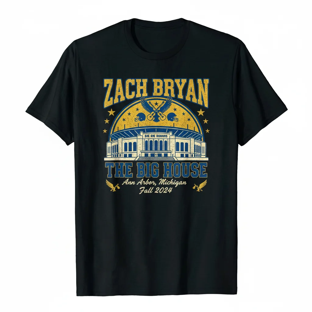 Zach Bryan x Michigan Wolverines Football The Big House Shirt - Premium Fan Apparel