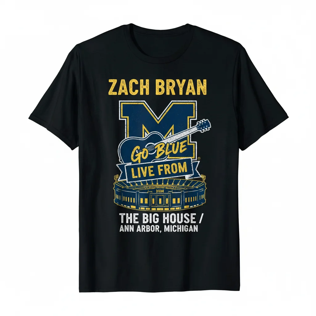 Zach Bryan x Michigan Wolverines 'Go Blue' Live from The Big House Stadium Tee