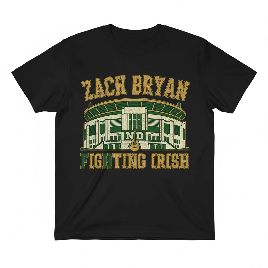 Zach Bryan x Notre Dame Fighting Irish Stadium Logo T-Shirt - Official Fan Apparel