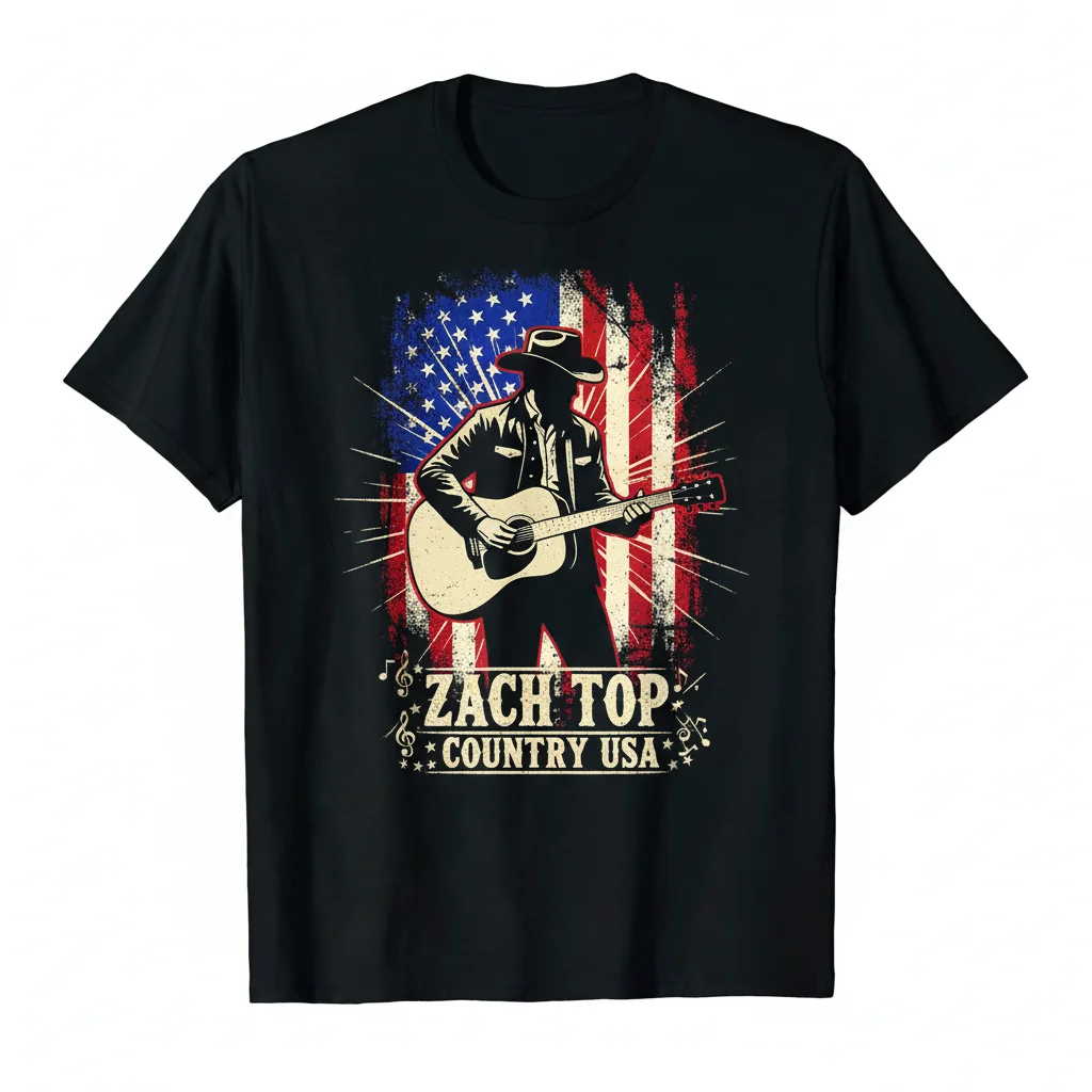 Zach Top Cowboy USA Flag Country Music Poster - Premium Graphic Tee