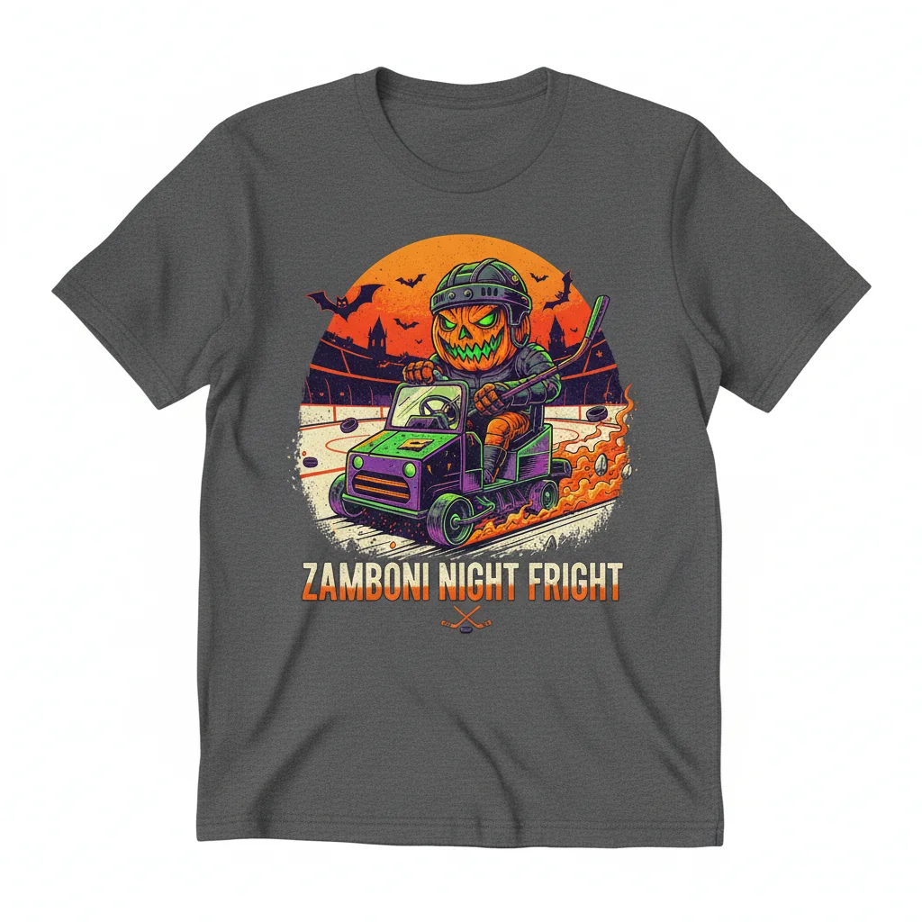 Zamboni Hockey Pumpkin Shirt | Funny Halloween T-Shirt for Hockey Fans