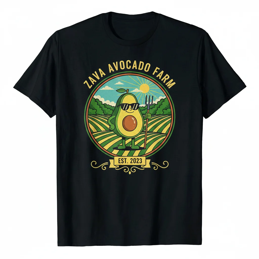 ZAVA Avocado Farm Essential T-Shirt - Premium Ring-Spun Cotton Tee