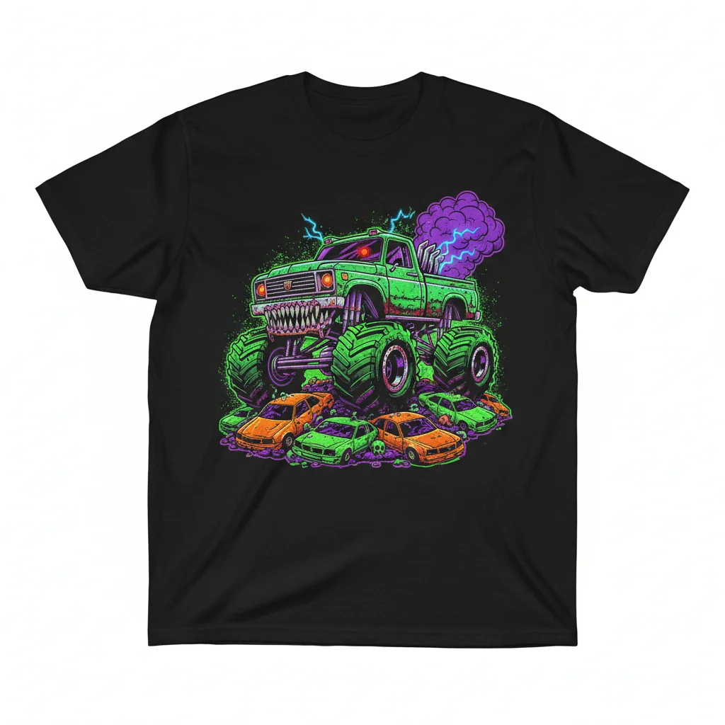 Zombie Monster Truck Graphic Tee - Men's & Women's Premium Cotton T-Shirt